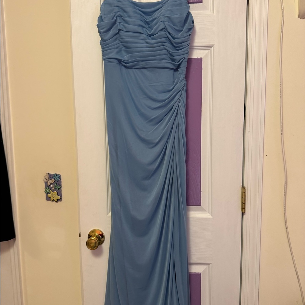 Azazie Jesaphine Steel Blue Dress